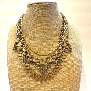 Stella & Dot Sutton Convertible Necklace gold tone multistrand w/ rhinestones